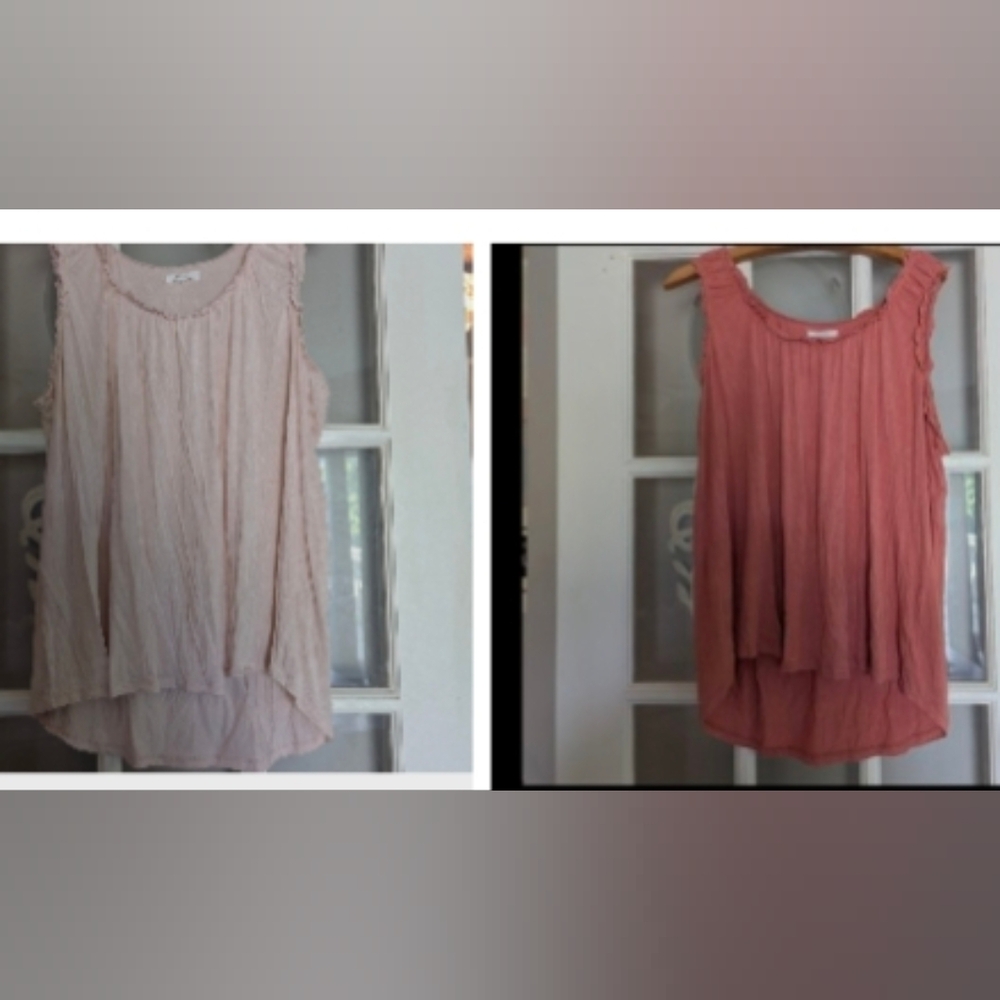 Maurices Dusty Rose & Light Pink Ruffle Tank Tops | Women’s XXL | Soft & Flowy